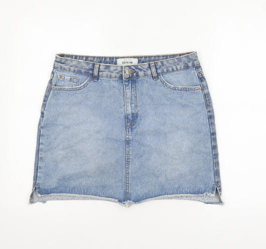 New Look Women Blue Denim Short Skirt Size 14 Straight Style