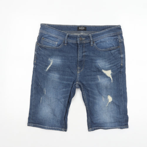 Burton Menswear Blue Denim Distressed Shorts Mens L W34 Casual