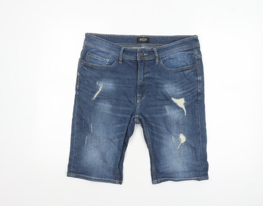 Burton Menswear Blue Denim Distressed Shorts Mens L W34 Casual