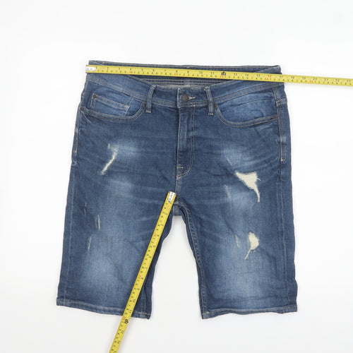 Burton Menswear Blue Denim Distressed Shorts Mens L W34 Casual