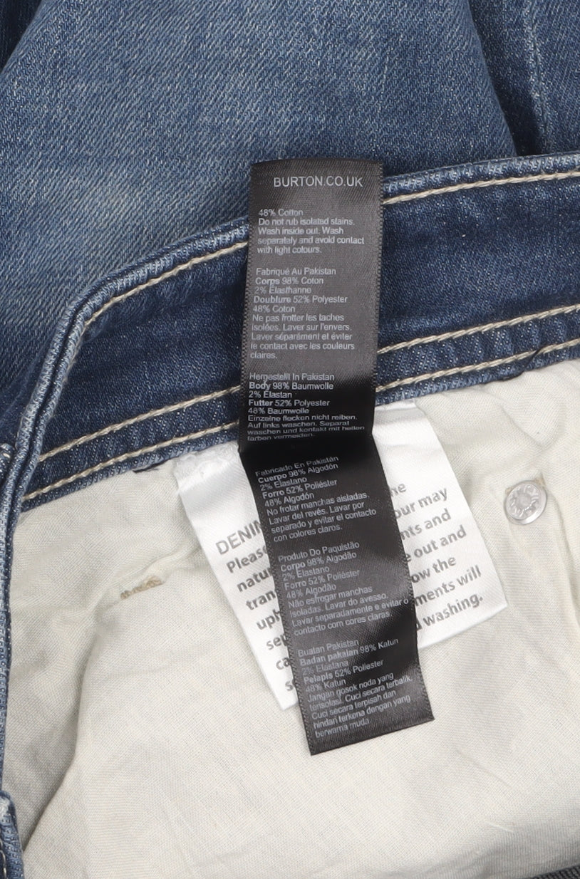 Burton Menswear Blue Denim Distressed Shorts Mens L W34 Casual