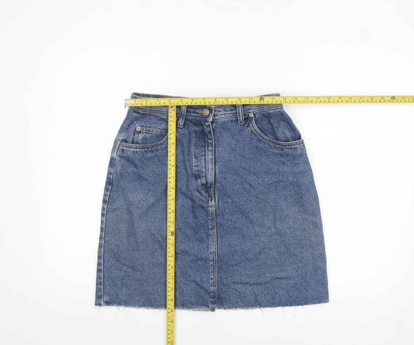 Bill Blass Women's Blue Denim Knee Length Straight Skirt Size 10