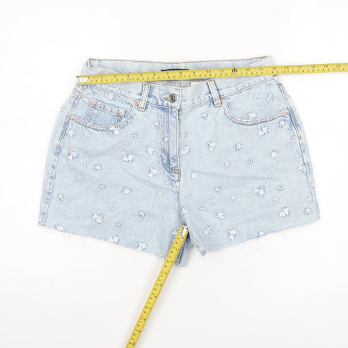 Next Petites Blue Embroidered Denim Cut-Off Shorts Size 12P