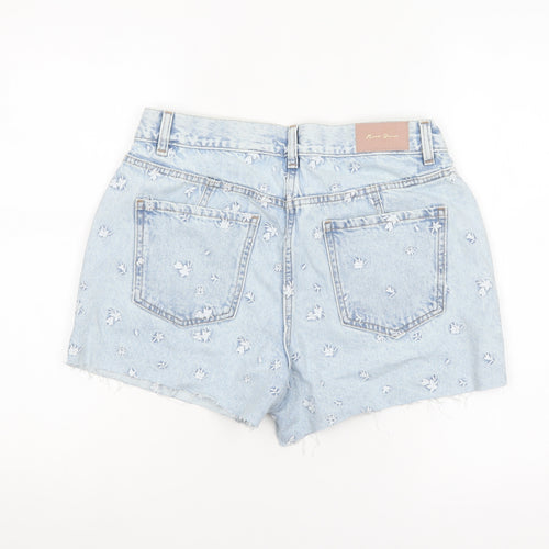 Next Petites Blue Embroidered Denim Cut-Off Shorts Size 12P