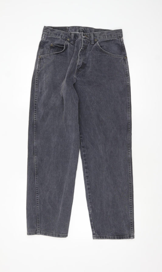 Wrangler Men's Black Acid Wash Straight Jeans 30x30 Cotton Denim