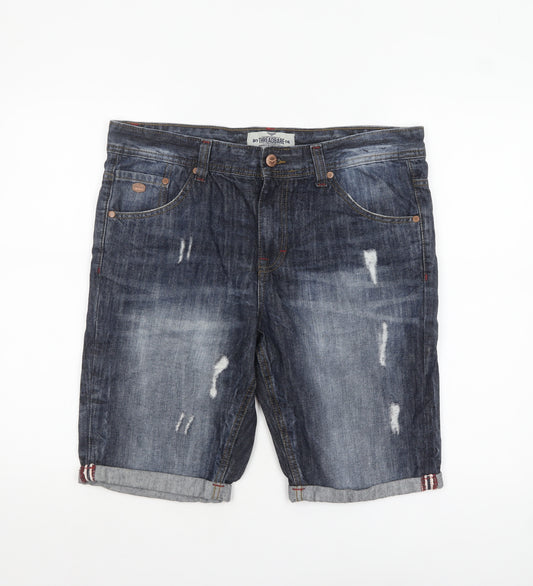Threadbare Men's Blue Denim Distressed Shorts Size 34 Regular Fit