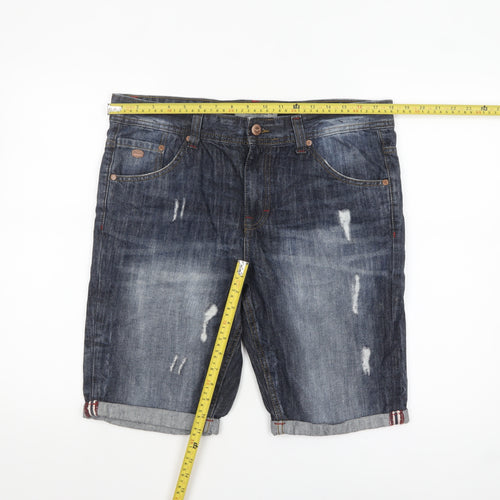 Threadbare Men's Blue Denim Distressed Shorts Size 34 Regular Fit