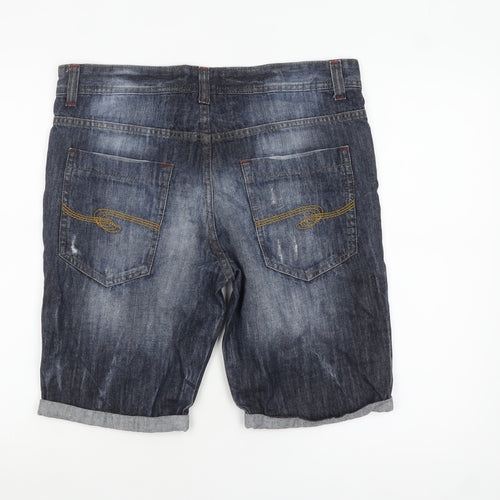 Threadbare Men's Blue Denim Distressed Shorts Size 34 Regular Fit