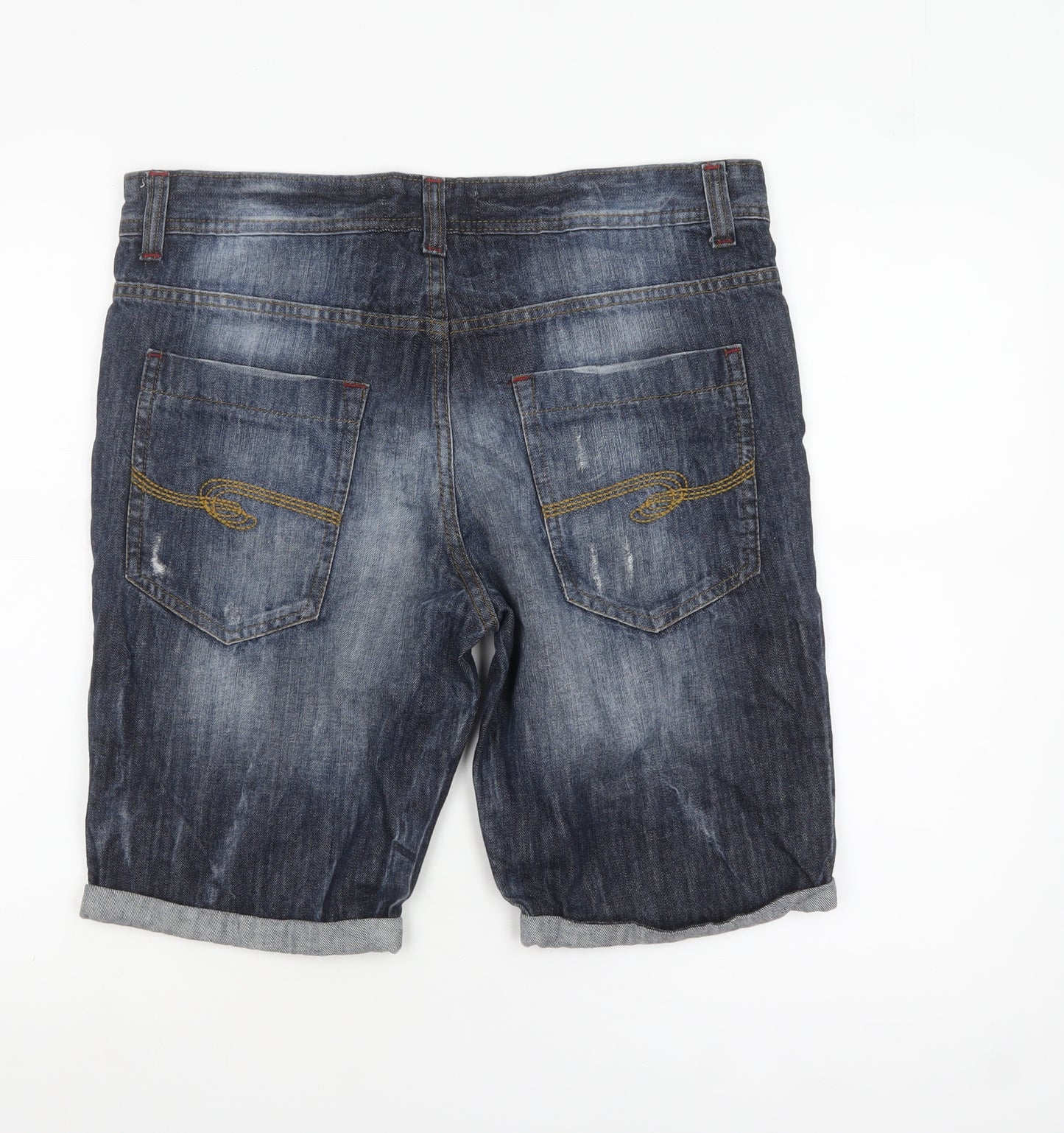 Threadbare Men's Blue Denim Distressed Shorts Size 34 Regular Fit