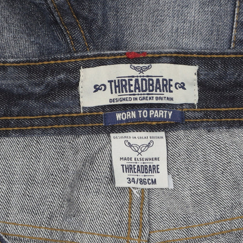 Threadbare Men's Blue Denim Distressed Shorts Size 34 Regular Fit
