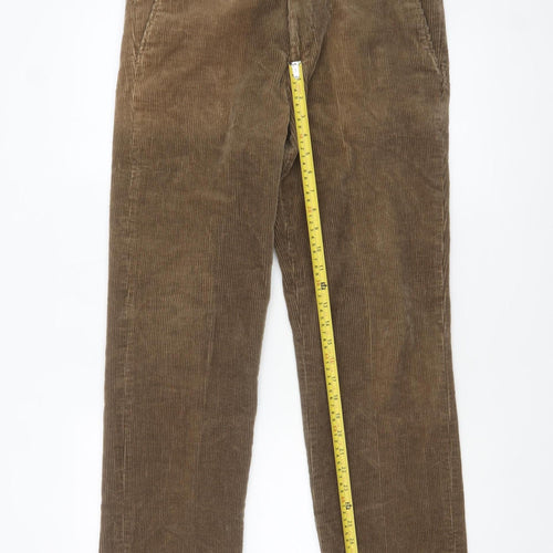 Brook Taverner Men's Brown Corduroy Chino Trousers 34W Classic Fit