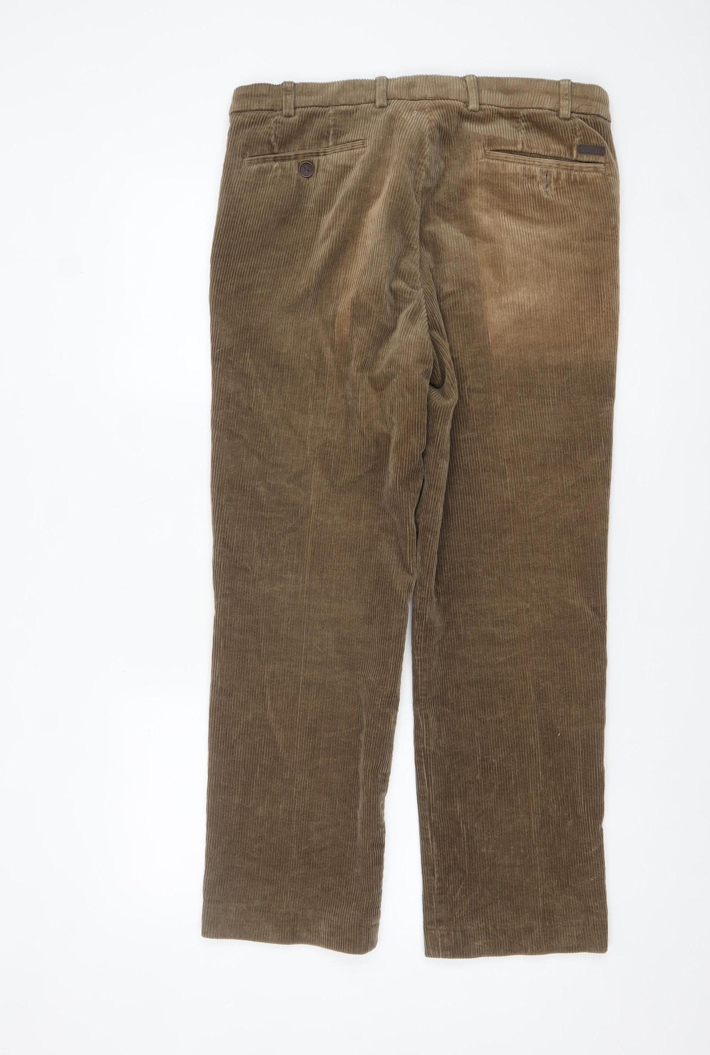 Brook Taverner Men's Brown Corduroy Chino Trousers 34W Classic Fit