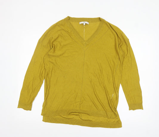 Next Women's Mustard V-Neck Long Sleeve Pullover Jumper Size 16
