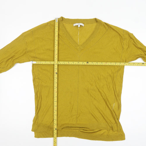 Next Women's Mustard V-Neck Long Sleeve Pullover Jumper Size 16