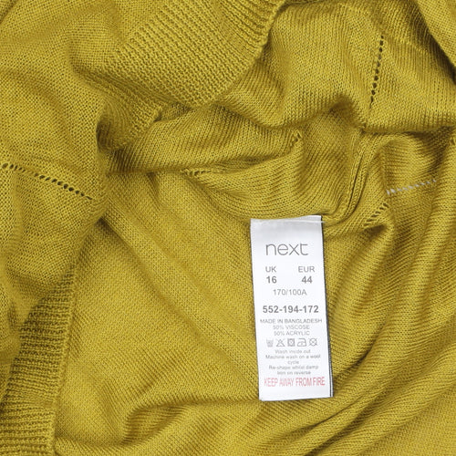 Next Women's Mustard V-Neck Long Sleeve Pullover Jumper Size 16