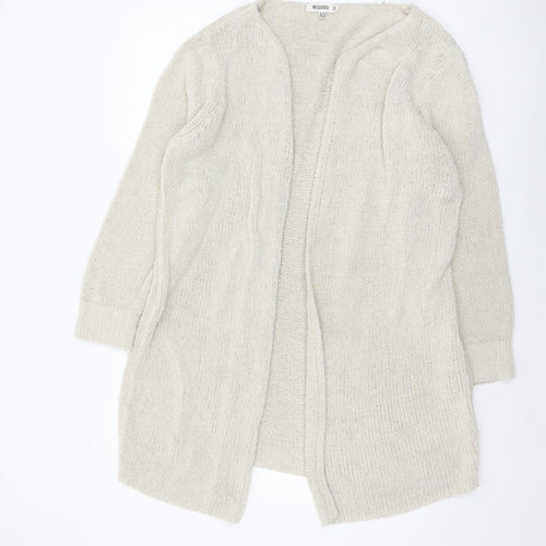 Missguided Women Ivory Chunky Knit Long Sleeve Open Cardigan Size 10/12