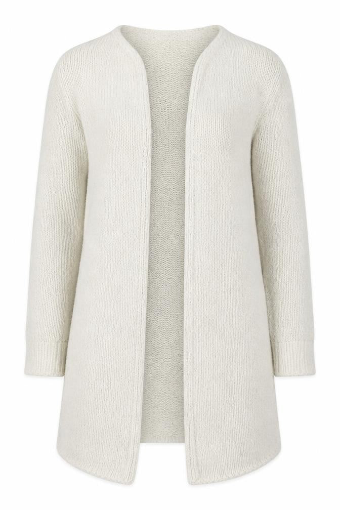Missguided Women Ivory Chunky Knit Long Sleeve Open Cardigan Size 10/12