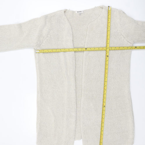 Missguided Women Ivory Chunky Knit Long Sleeve Open Cardigan Size 10/12