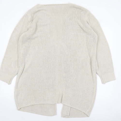 Missguided Women Ivory Chunky Knit Long Sleeve Open Cardigan Size 10/12