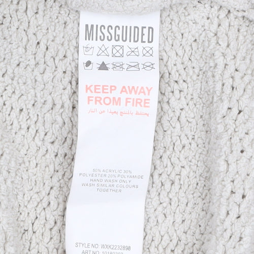Missguided Women Ivory Chunky Knit Long Sleeve Open Cardigan Size 10/12