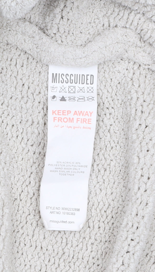 Missguided Women Ivory Chunky Knit Long Sleeve Open Cardigan Size 10/12