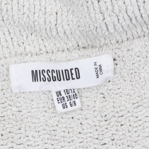 Missguided Women Ivory Chunky Knit Long Sleeve Open Cardigan Size 10/12