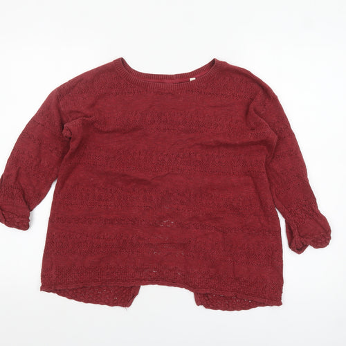 Fat Face Women's Red Cotton Knit Jumper Size 8 Crew Neck