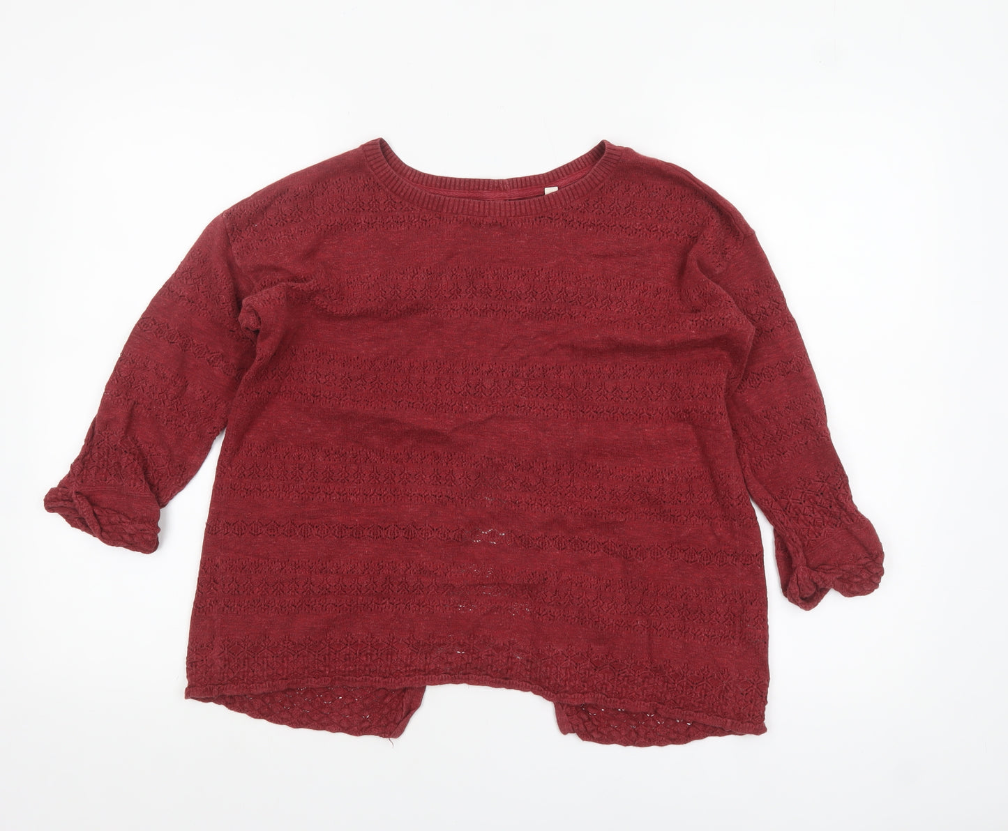 Fat Face Women's Red Cotton Knit Jumper Size 8 Crew Neck