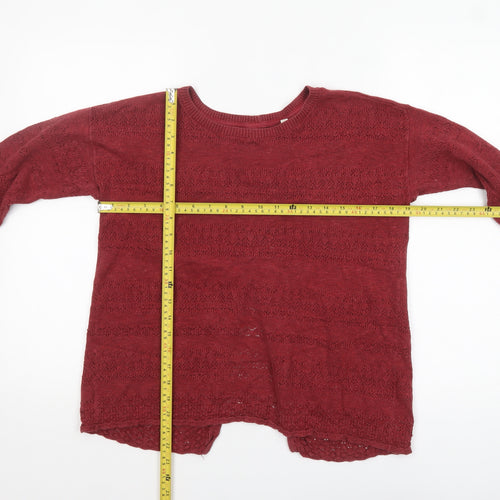 Fat Face Women's Red Cotton Knit Jumper Size 8 Crew Neck