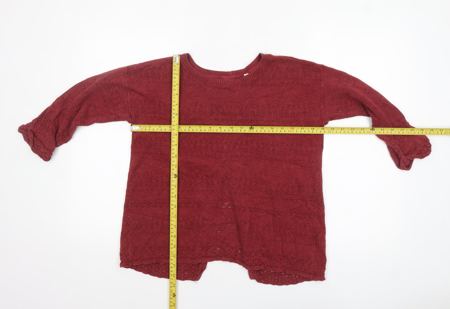 Fat Face Women's Red Cotton Knit Jumper Size 8 Crew Neck