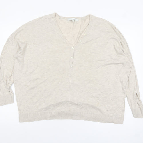 Next Womens Beige V-Neck Relaxed Knit Jumper Size M