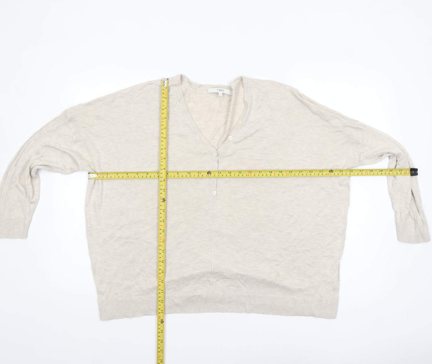 Next Womens Beige V-Neck Relaxed Knit Jumper Size M