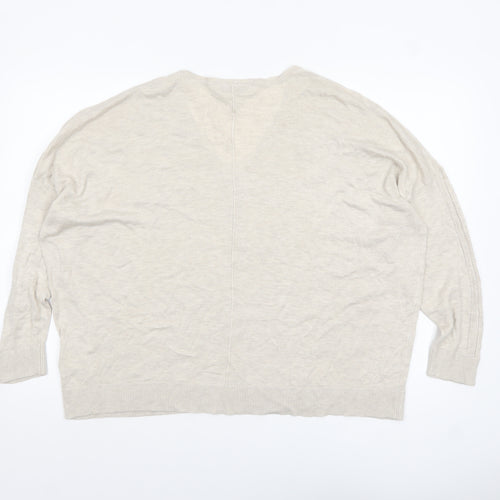 Next Womens Beige V-Neck Relaxed Knit Jumper Size M
