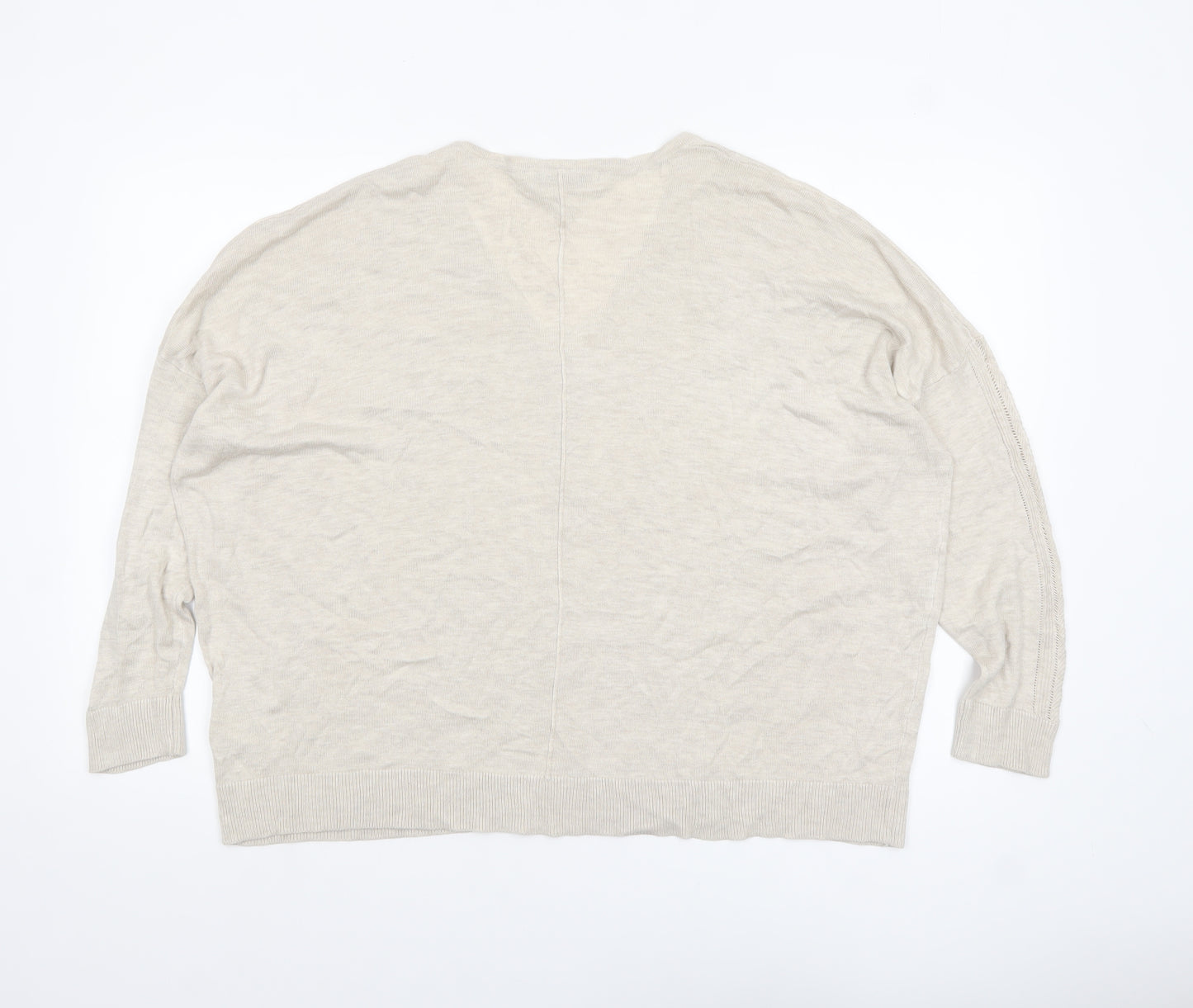 Next Womens Beige V-Neck Relaxed Knit Jumper Size M