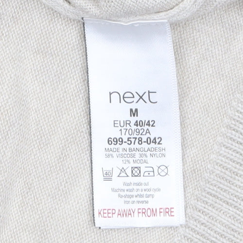 Next Womens Beige V-Neck Relaxed Knit Jumper Size M