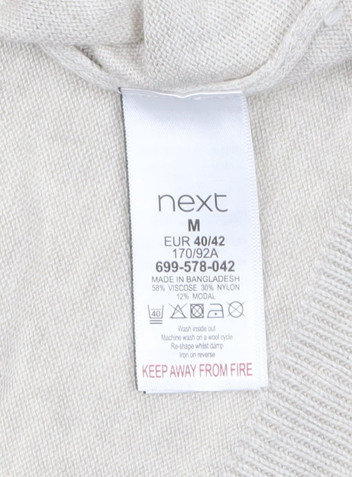 Next Womens Beige V-Neck Relaxed Knit Jumper Size M