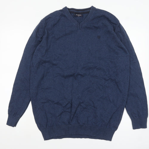 Pre End Men's Blue V-Neck Cotton Pullover Jumper XL