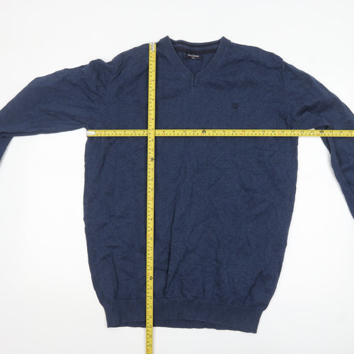 Pre End Men's Blue V-Neck Cotton Pullover Jumper XL