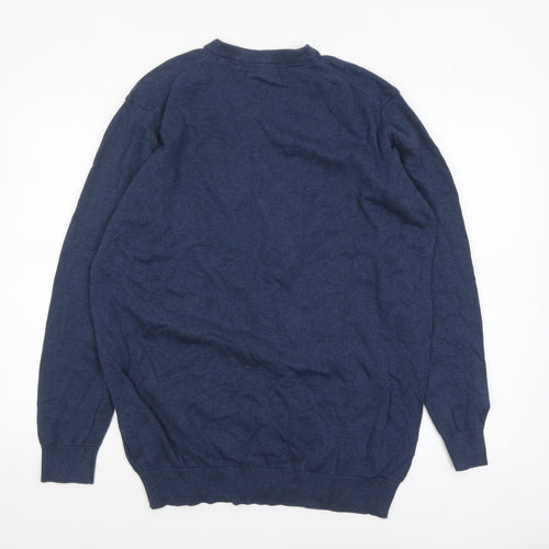 Pre End Men's Blue V-Neck Cotton Pullover Jumper XL