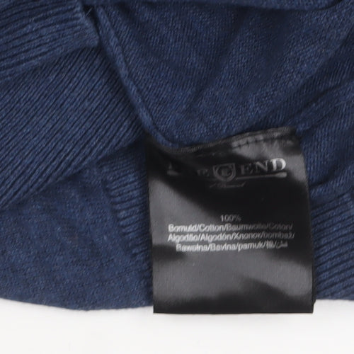 Pre End Men's Blue V-Neck Cotton Pullover Jumper XL