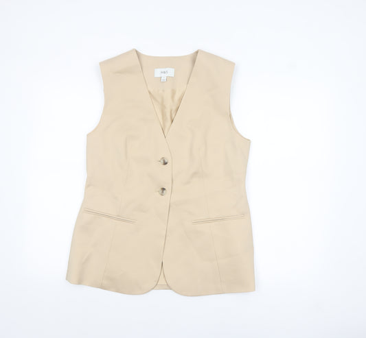 Marks and Spencer Women Beige Size 12 Suit Waistcoat Lined Tailored