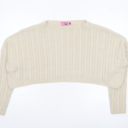 Miss Foxy Women’s Beige Cable-Knit Plus Size Jumper 20-24 Acrylic