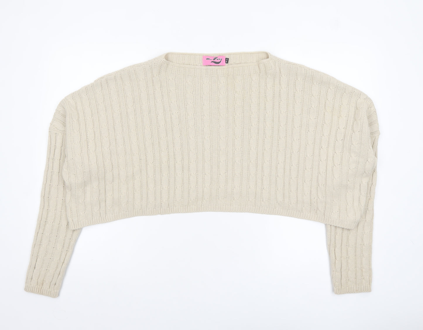 Miss Foxy Women’s Beige Cable-Knit Plus Size Jumper 20-24 Acrylic