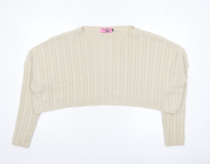 Miss Foxy Women’s Beige Cable-Knit Plus Size Jumper 20-24 Acrylic