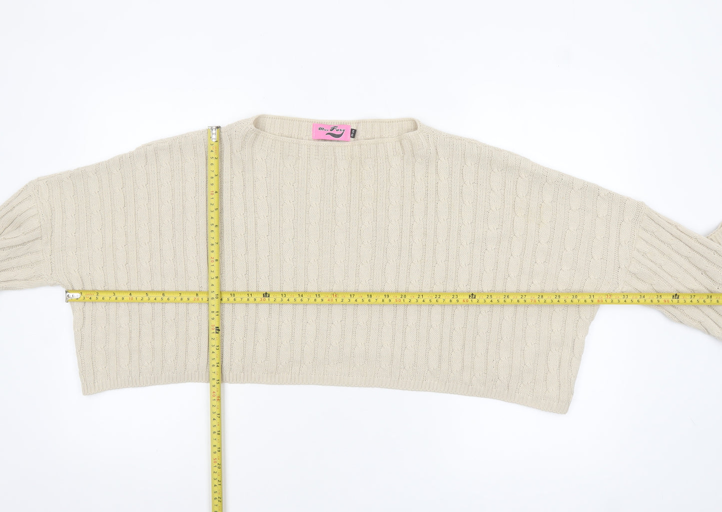 Miss Foxy Women’s Beige Cable-Knit Plus Size Jumper 20-24 Acrylic
