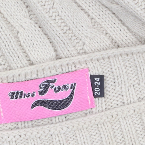 Miss Foxy Women’s Beige Cable-Knit Plus Size Jumper 20-24 Acrylic