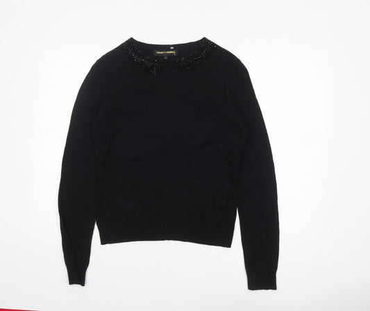 Clements Ribeiro Women’s Black Beaded Collar Jumper Size 14