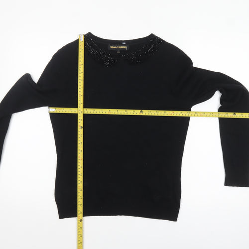 Clements Ribeiro Women’s Black Beaded Collar Jumper Size 14