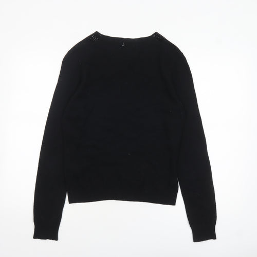 Clements Ribeiro Women’s Black Beaded Collar Jumper Size 14
