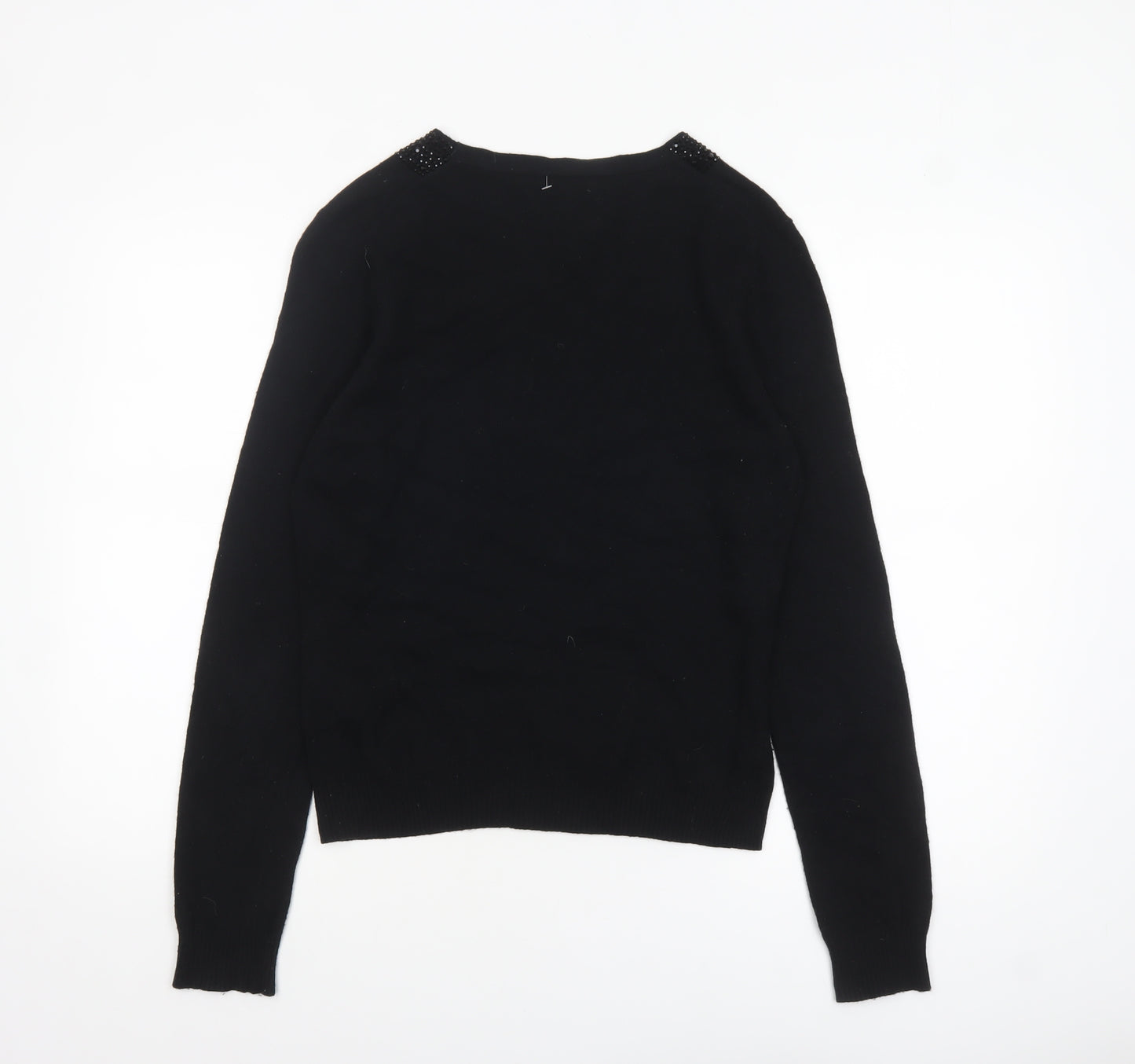 Clements Ribeiro Women’s Black Beaded Collar Jumper Size 14